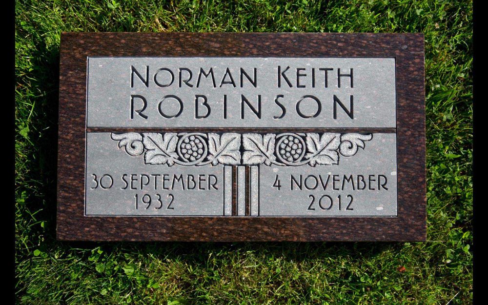 Flat grass memorial, traditional design and engraving, Vancouver, British Columbia